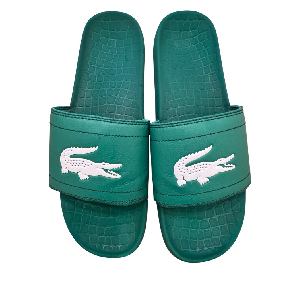 Lacoste Fraisier Slides Men 12 Green Crocodile Logo Athletic Sandals